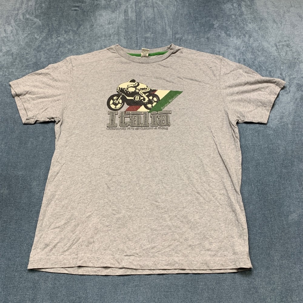 VTG Roma Atletica T Shirt Mens Large Gray Cotton Italia Patchwork Graphic